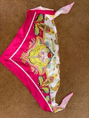 Vibrant Pink Paisley Silk Scarf